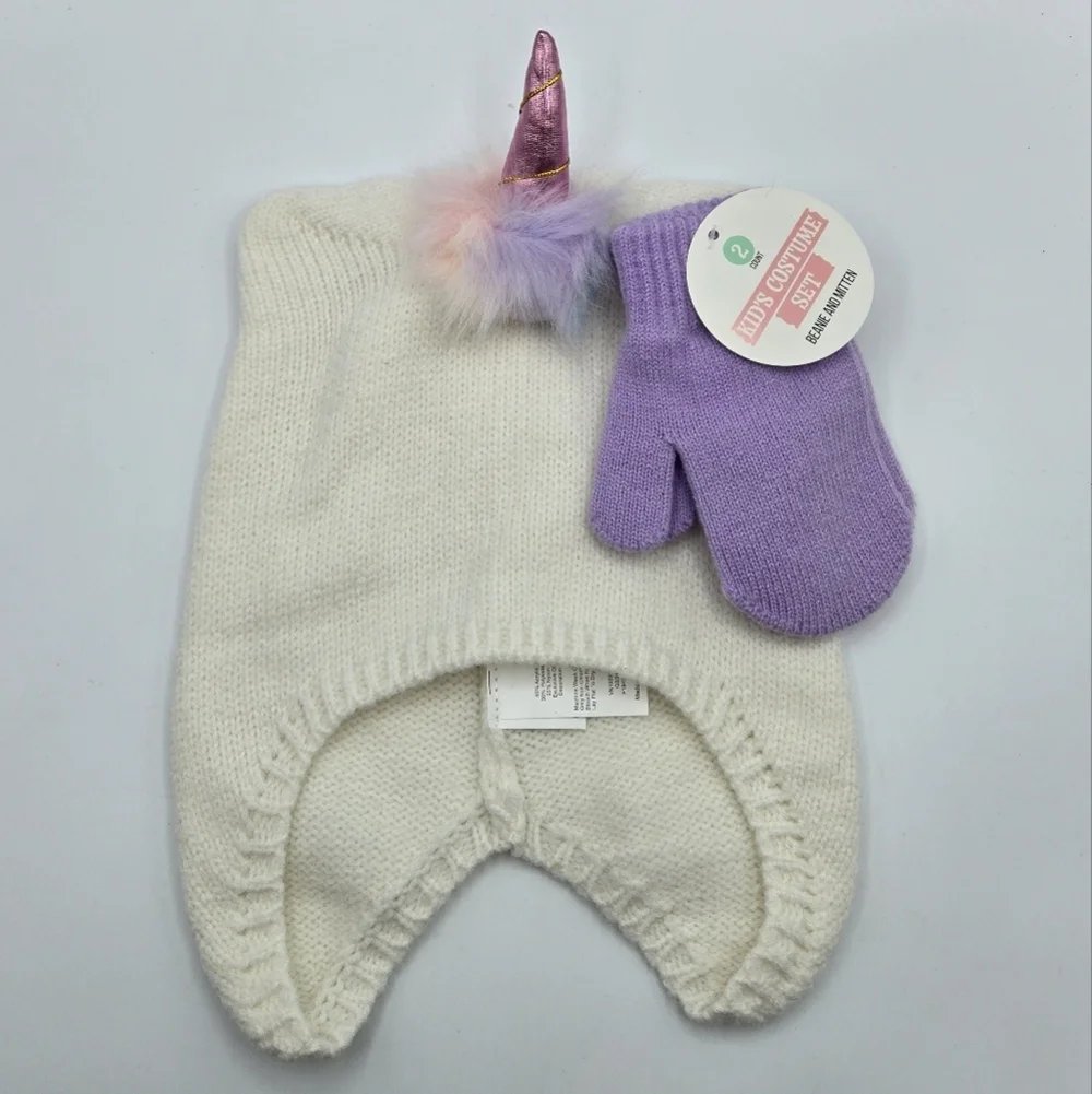 Unicorn Costume Beanie and Mitten Kid's Costume Set